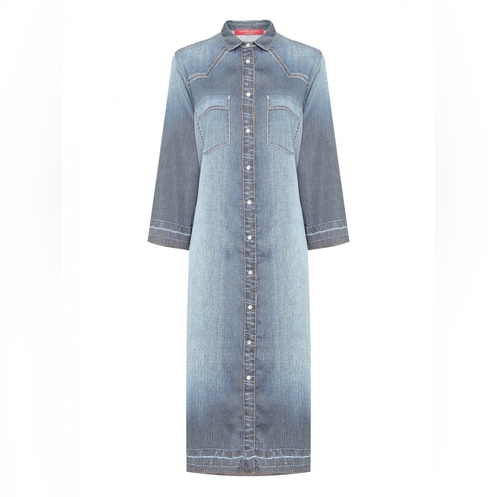 🎀 MARINA RINALDI sport denim print dress 10 Euc
